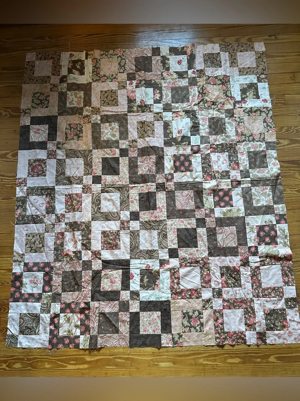 Paisley Floral Patchwork Quilt Topper Feminine Boho Cottagecore Grannycore